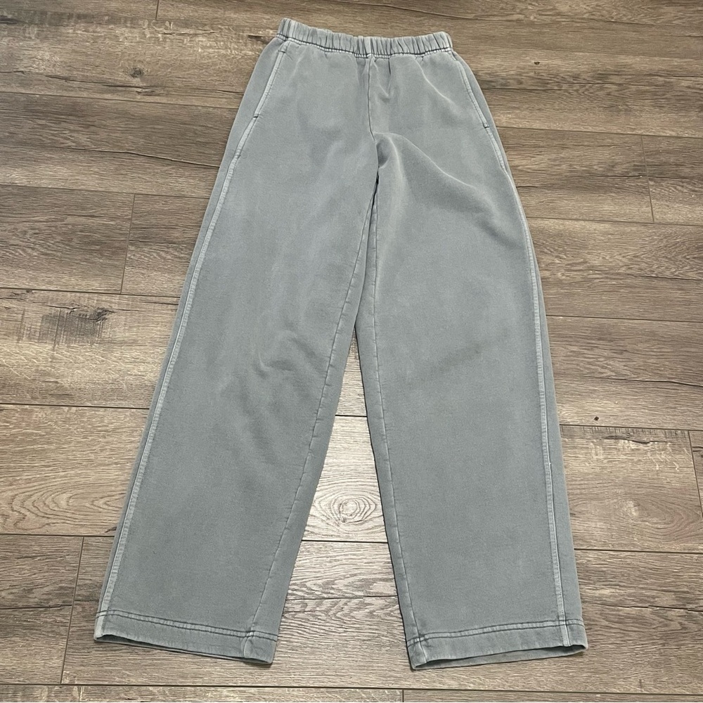 WILFRED FREE ARITZIA Women's Sweatpants Straight Leg Pockets Green Sz 2XS